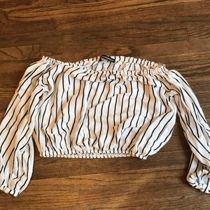 brandy melville off the shoulder stripped top